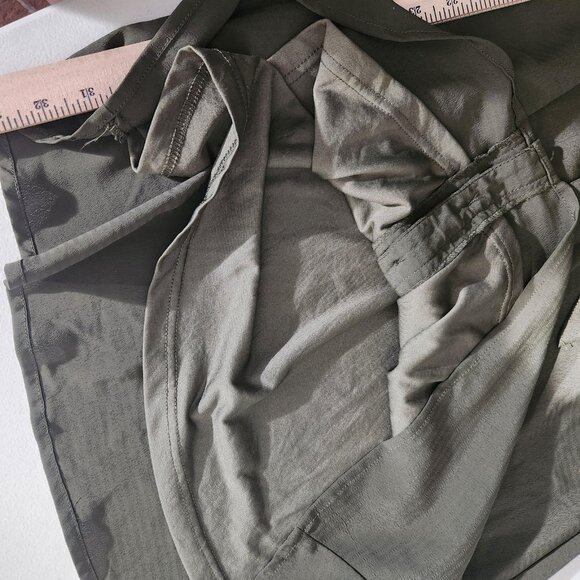 Entro Dress Womens Medium Olive Green Button Down Tie Waist Short Sleeve Lined - Picture 6 of 12